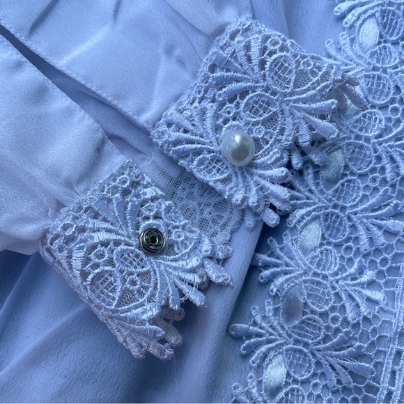 Vintage Brownstone Studio boho victorian lace pearl button blouse top Size 14 - Picture 7 of 14